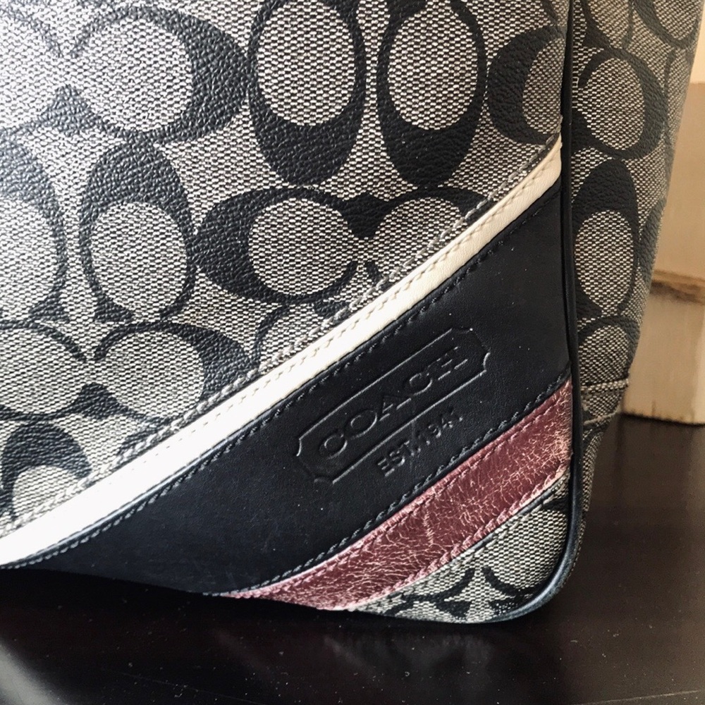 Coach Signature Monogram Corner Stripe Tote, 70336, Coated Canvas / Leather - Picture 3 of 15
